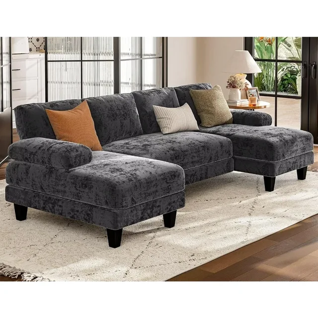 Grey U-Shaped Modular Sectional Sofa 1