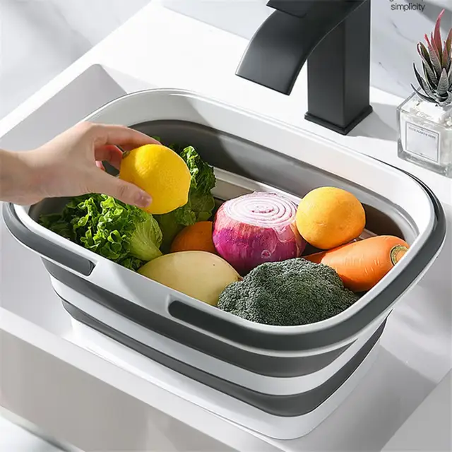 Gyakorlati Növényi Kosár Erős, Összecsukható Vödör Hordozható Helymegtakarítás Nagy Tárolókosár - Image 3