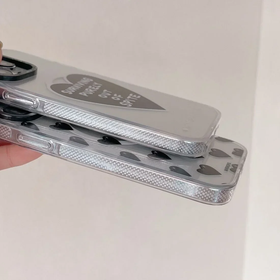 Acrylic Transparent Border Black Heart iPhone 13 15 14 Pro Max Protective Case, Fits iPhone 15 Pro Max