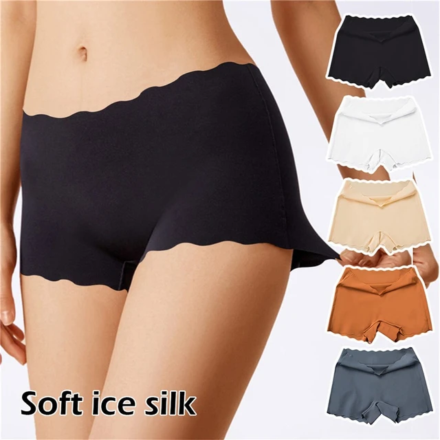 2pcs Seamless Women Boxers Underwear Ice Silk Shorts Solid Color Ladies  Soft Boyshorts Plus Size M/L/XL - AliExpress