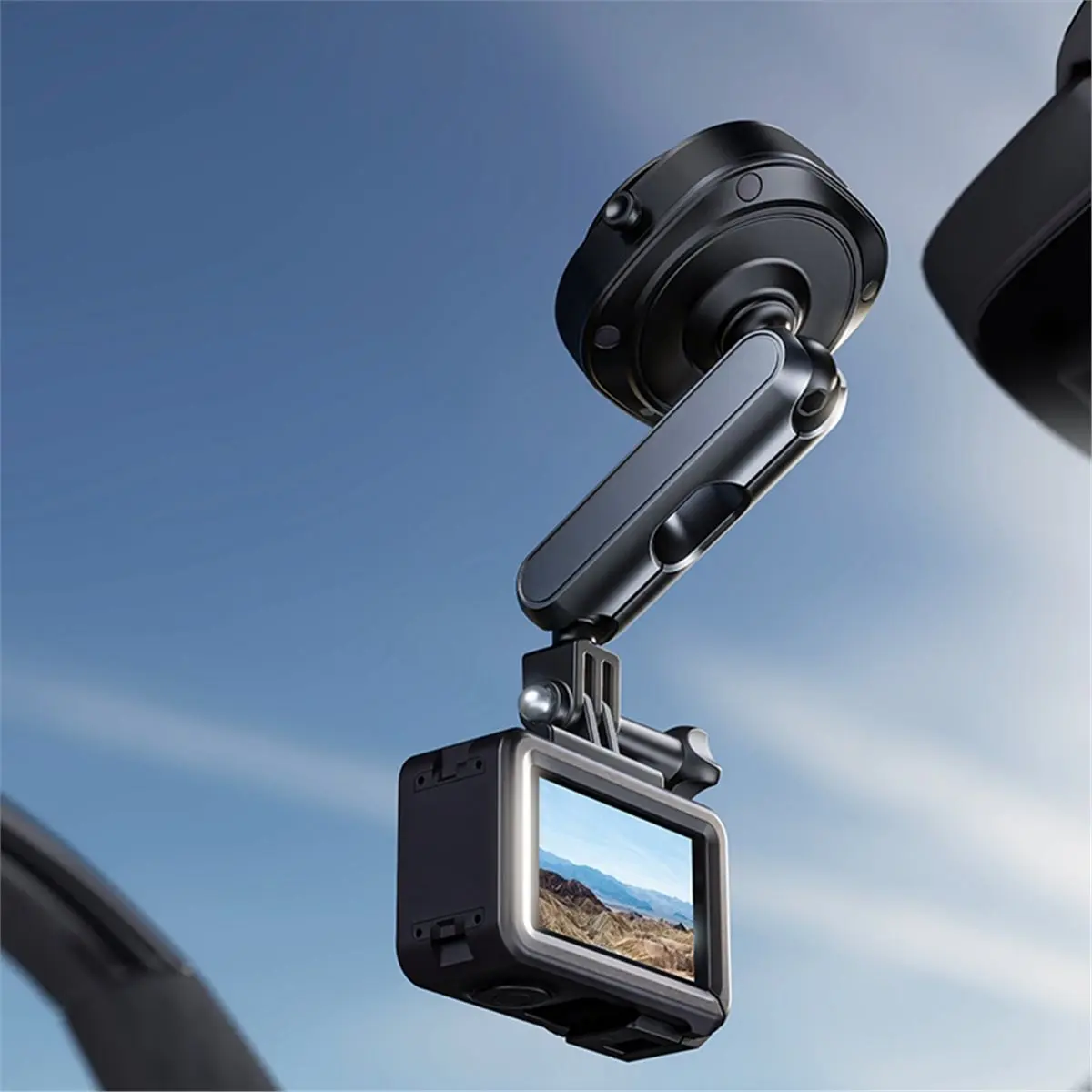 M05K 전동 진공 흡착식 차량 카메라 홀더 알루미늄 합금 차량 마운트 (DJI Action 5 Pro/4, GoPro13/12, Insta360 Ace Pro 호환)