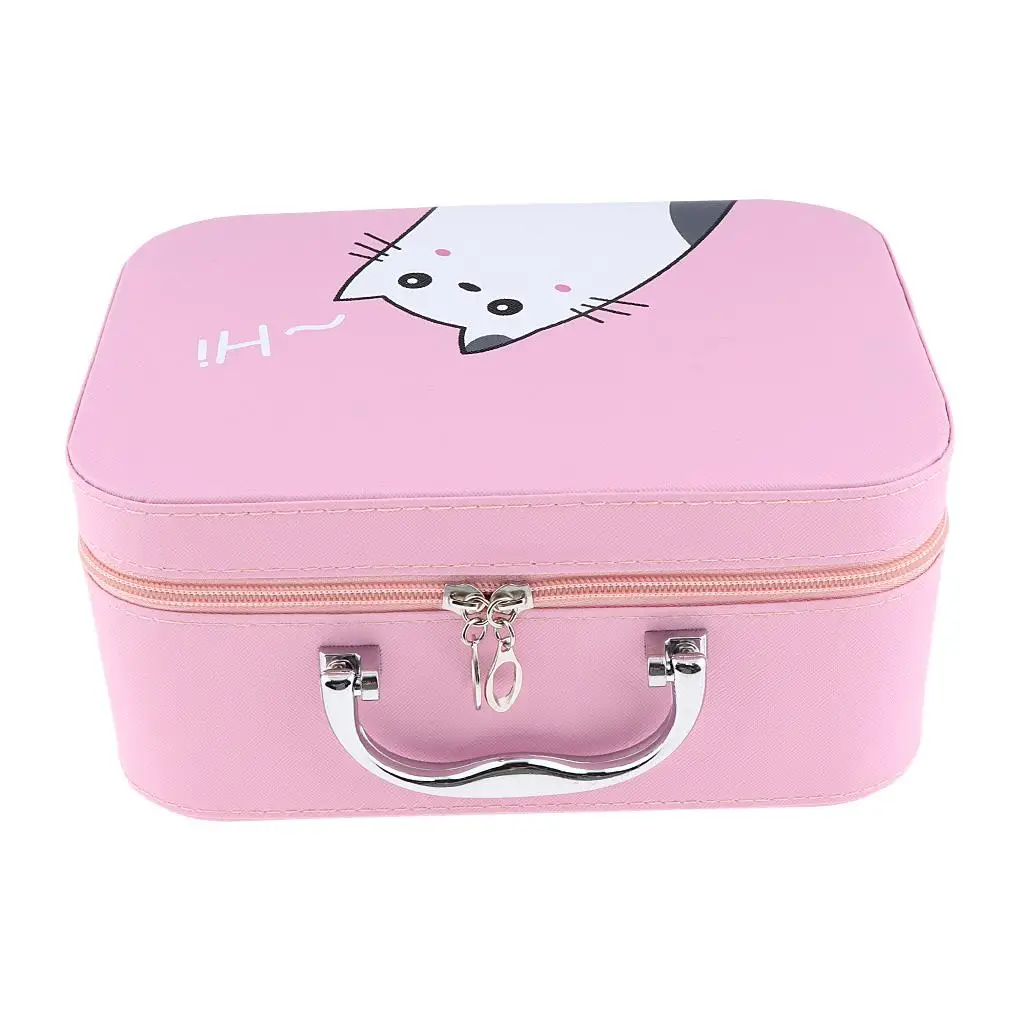

Portable Travel Make Train Case Organizer Cosmetics With Mirror Zipper