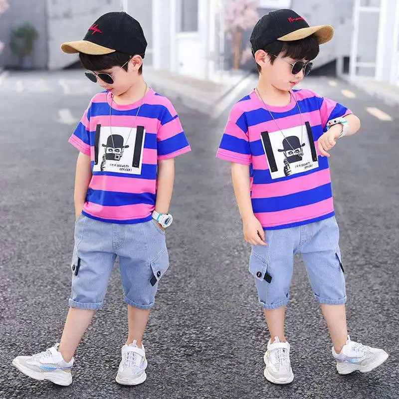 Buy Children's clothing boys summer suits, big boys and boys in summer,  handsome, two-piece Korean style reflective sports suits ｜Suit (Excluding  Crawling clothes)-Fordeal