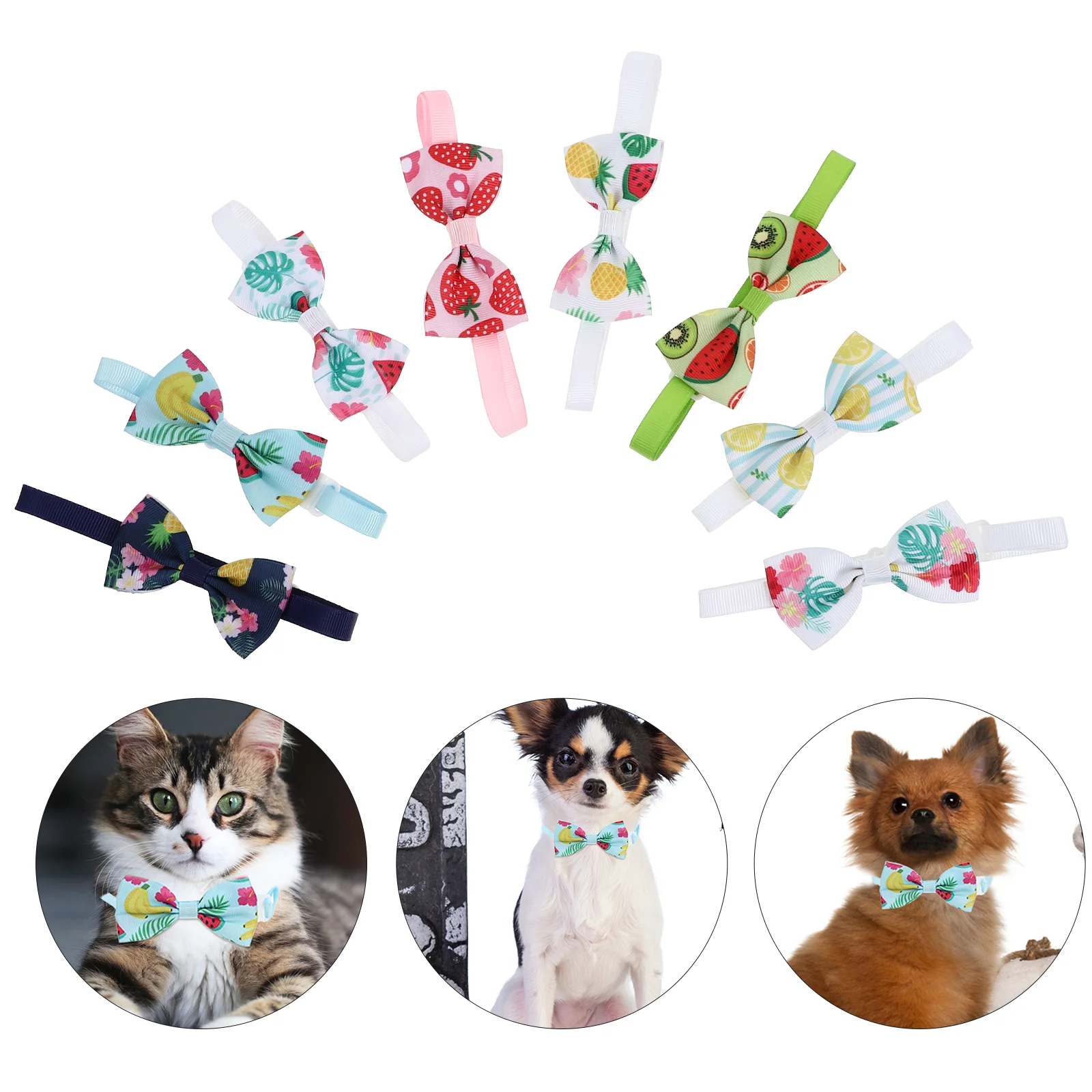 

8 Pcs Pet Bow Tie Summer Collar Adjustable Puppy Collars for Litter Cat Small Puppies The Dog