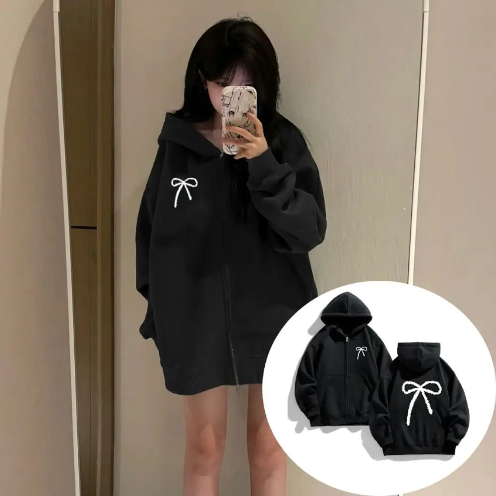 Description Picture 5 of itemPersonality Sweet Bow Girl Bowknot Hoodie Child Loose Teens Autumn Hoodie Coat Long Sleeve Y2k Coat Girls Students