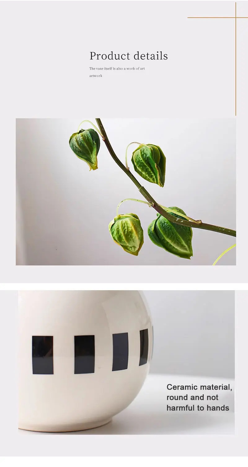 Nordic Ins Black and White Ceramic Vase Ornaments Living Room Bedroom Flower Arrangement Art Vases Home Decoration Accessories