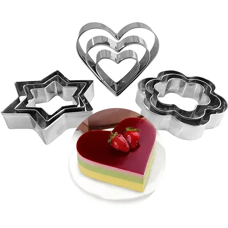 Cookie Cutter 4 Styles Baking Mold Biscuit Cookie Cutter Flower Heart Circle Star Baking Mould Stainless Steel Fruit Egg Mould Cookie Cutters