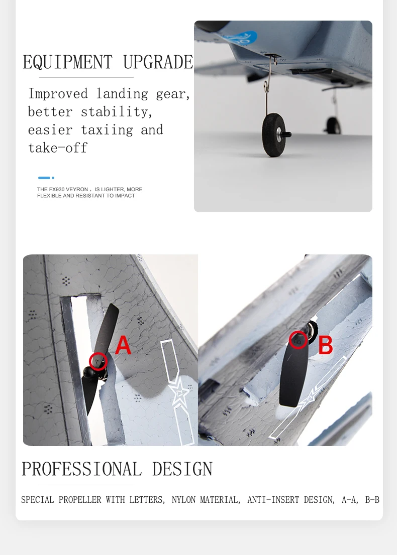 FX930 EPP Foam, EQUIPMENT UPGRADE Improved landing gear, better stability, easier taxi and