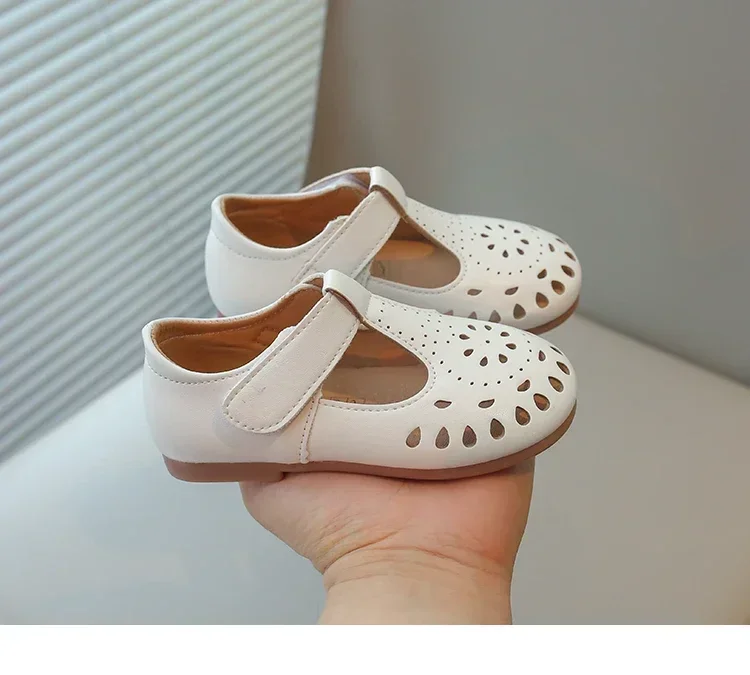 2023 frühling Sommer Mädchen Casual Schuhe Hohl Ausschnitte Prinzessin Süße Weiche Kinder Leder Schuhe T-riemen Kinder Wohnungen für Hochzeit – Detail 10