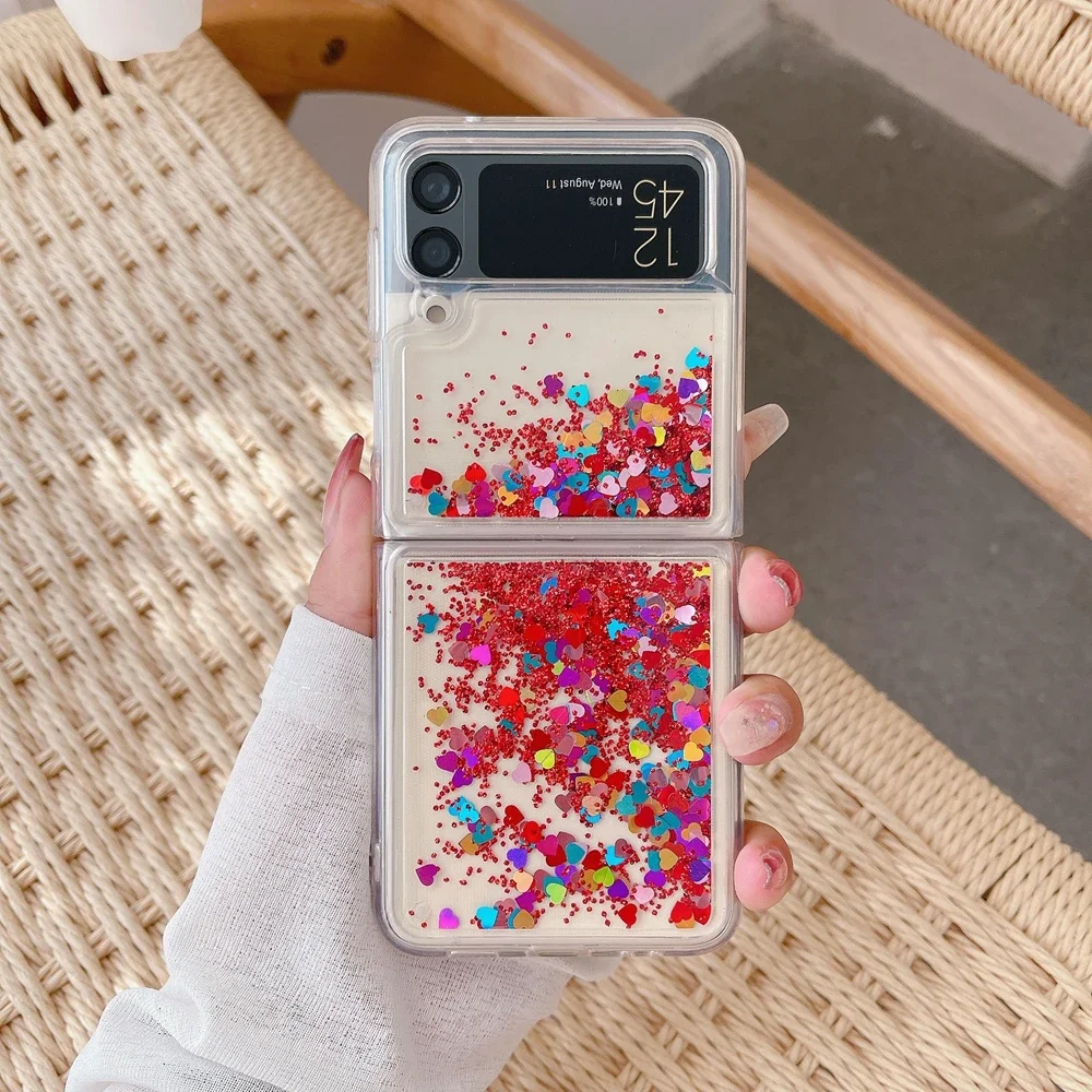 Luxury Gradient Glitter Quicksand Love Heart Bling Case for Samsung Galaxy Z Flip Series