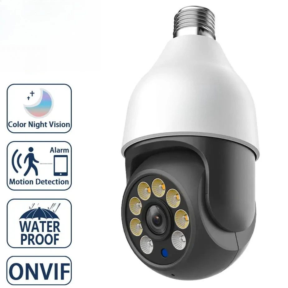 5MP E27 Light Bulb Security Camera with 5G Dual Band WiFi Waterproof Color Night Vision PTZ Wireless Surveillance by Tuya 2