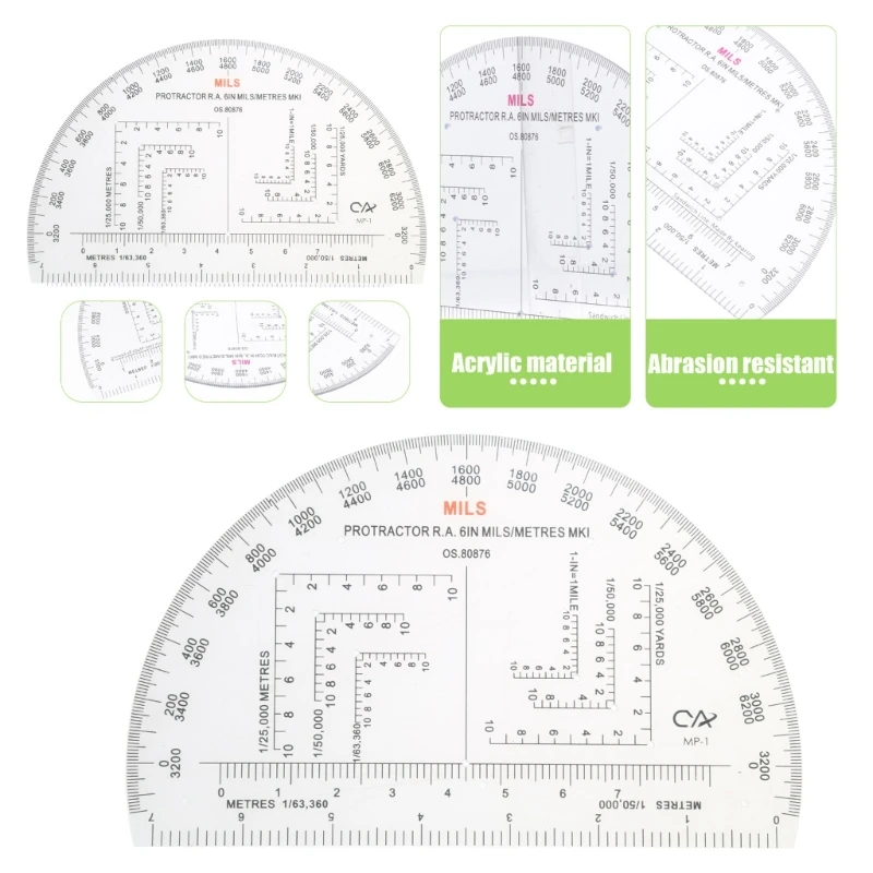 Military Protractor Coordinate Scale for Topographical Map Reading