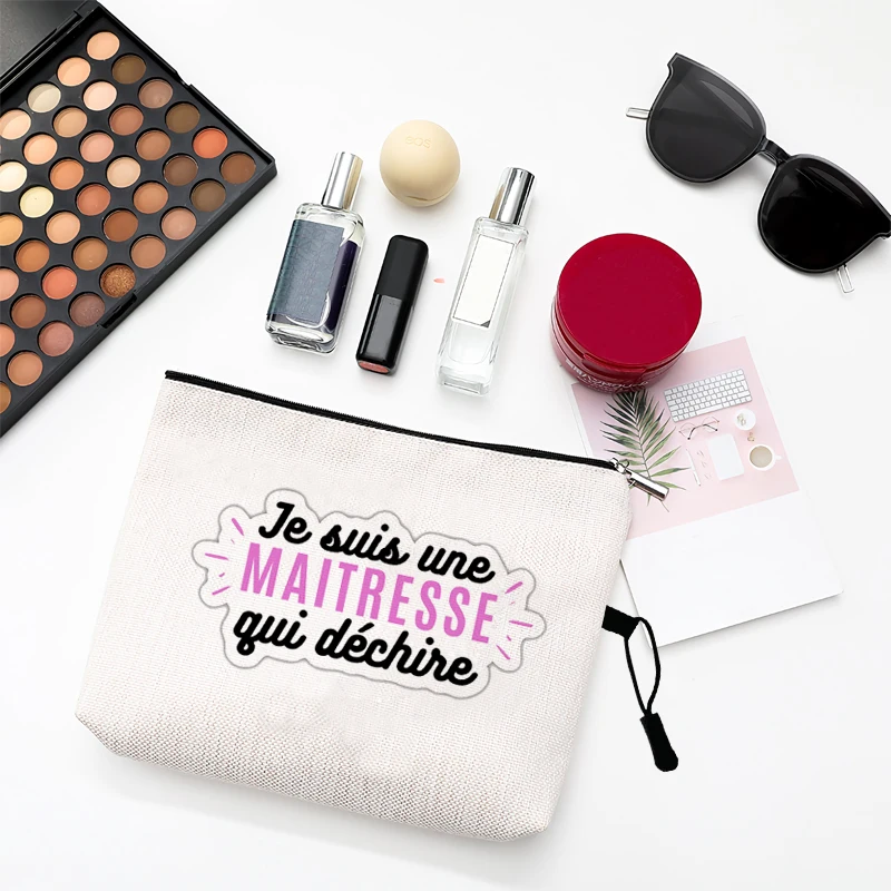 Teacher's Day Graduation Gift Cosmetic Bag Super Atsem Merci Maitresse Print Women Neceser Makeup Bag Pouch Travel Organizer Teacher's Day Graduation Gift Cosmetic Bag Super Atsem Merci Maitresse Print Women Neceser Makeup Bag Pouch Travel Organizer
