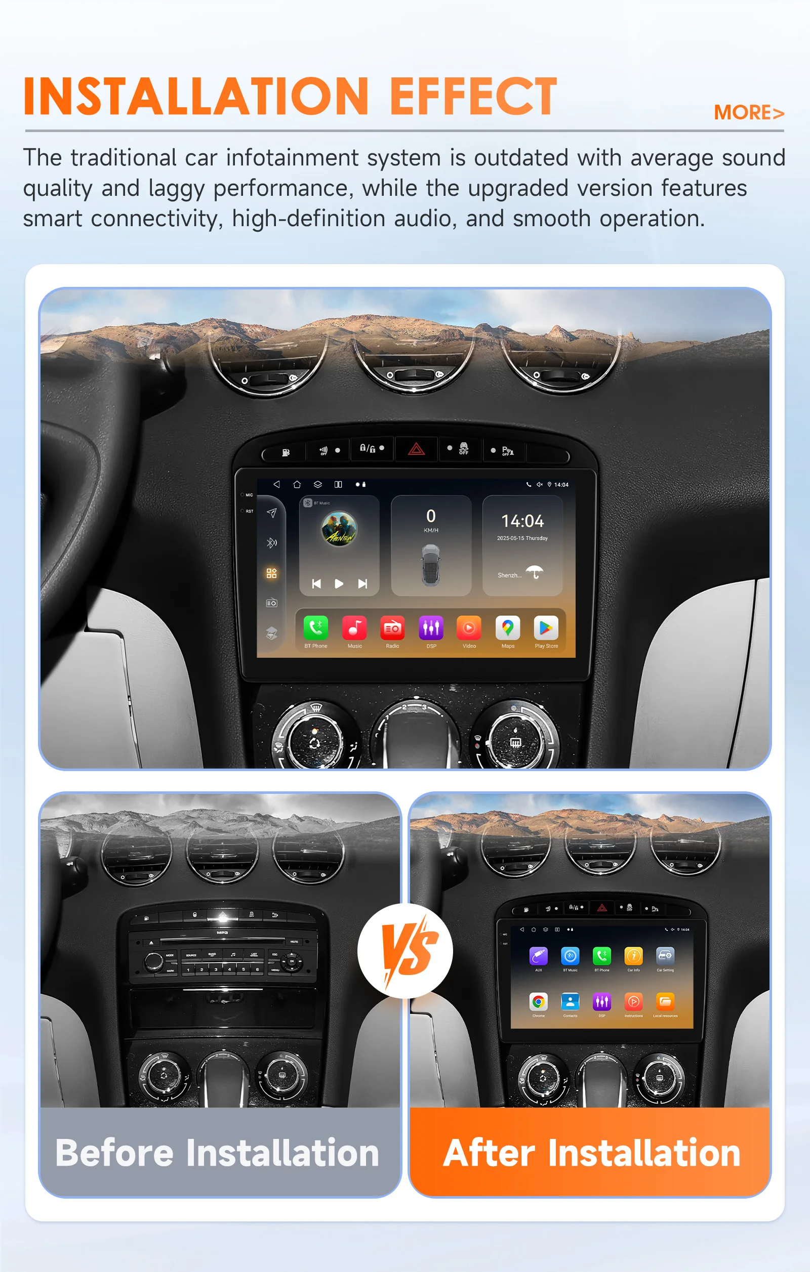 Snapdragon 6115 Carplay Android 14 Auto radio for Peugeot 308 308SW 2007-2015 408 Autoradio GPS 360 Camera multimedia 2din RDS