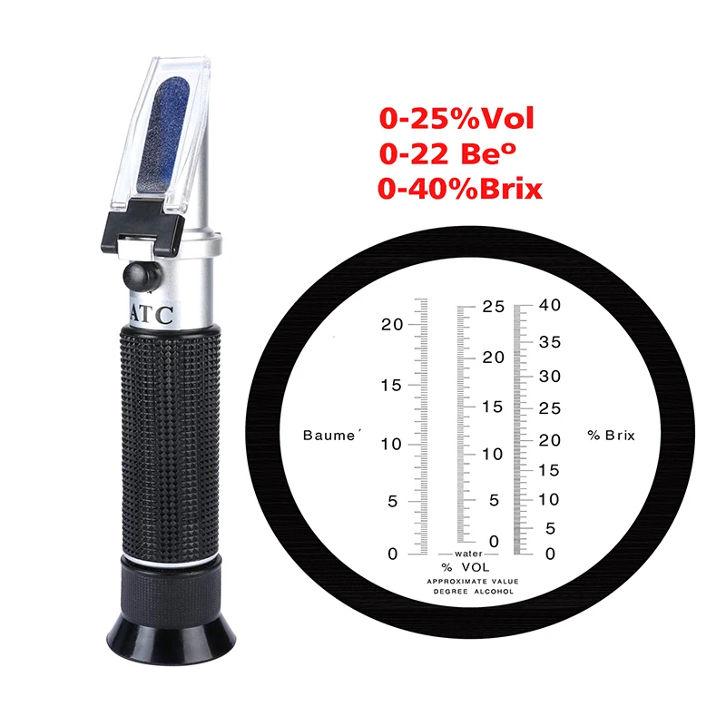 LPPCOLTD New Portable 3 In 1 Hand Held Grape & Alcohol Wine Refractometer (Brix, Baume and W25V/V Scales)