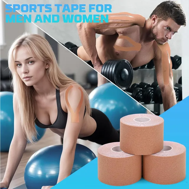 1 Roll Kinesiology Tape Kinetic Tape, Waterproof Athletic Sports Tape Physio Tape for Knees, Shoulder, Ankles, Elbow 6