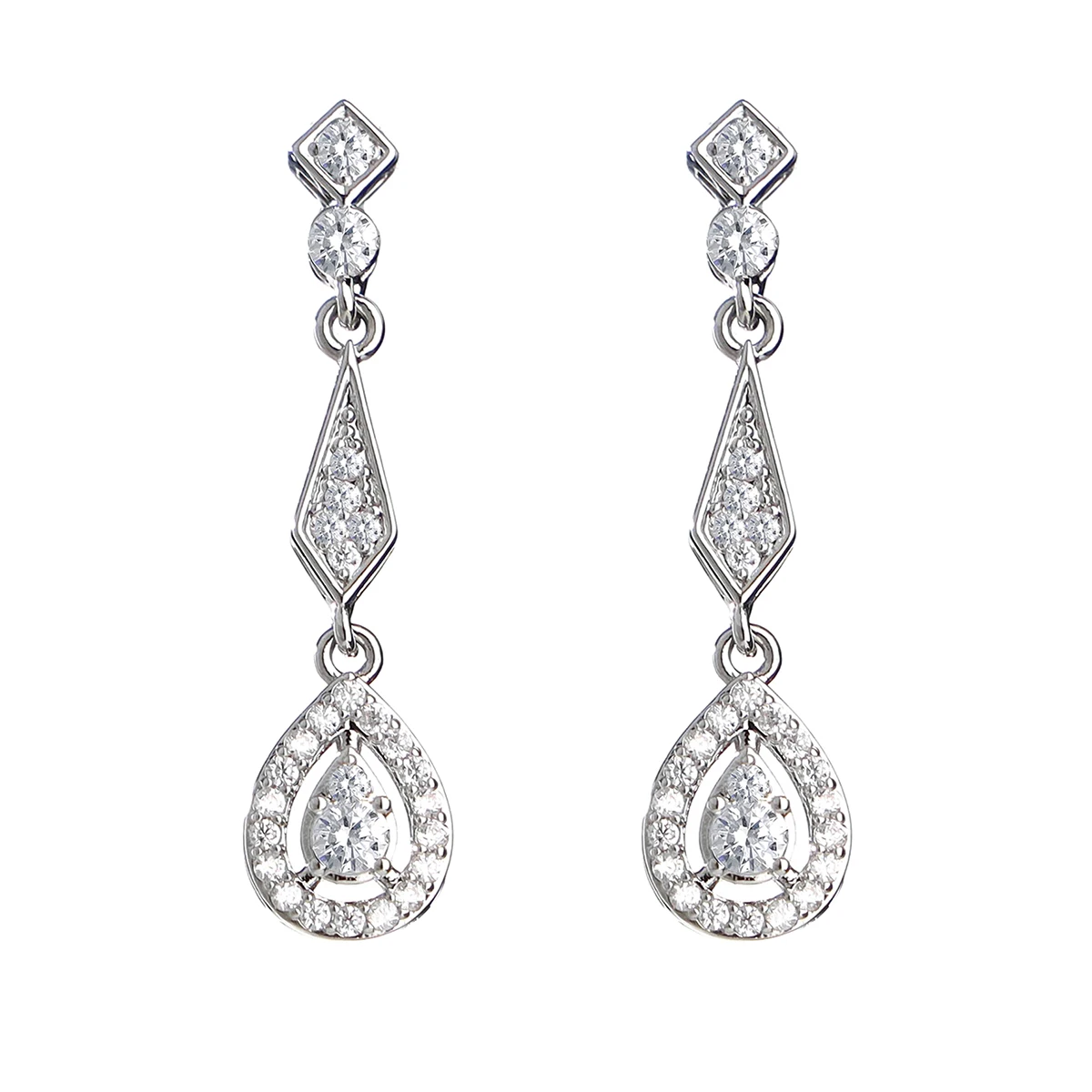 Bridal Jewelry Set Women's Silver Drap Earrings Cubic Zirconia Marquise Bridal Wedding Earrings For Wedding Parties Proms