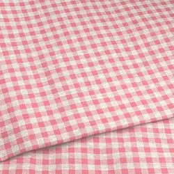 Vibrant Red Checkered Cotton Linen Fabric for DIY Sewing Projects, Tablecloths, and Sofa Covers (0.5/1/2M) (2pink)