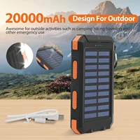 20000mAh Solar Power Bank Portable Solar Charger Waterproof Dual 5V USB Ports 2 LED Light Flashlight For Cell IPhone Outdoor - Image 2