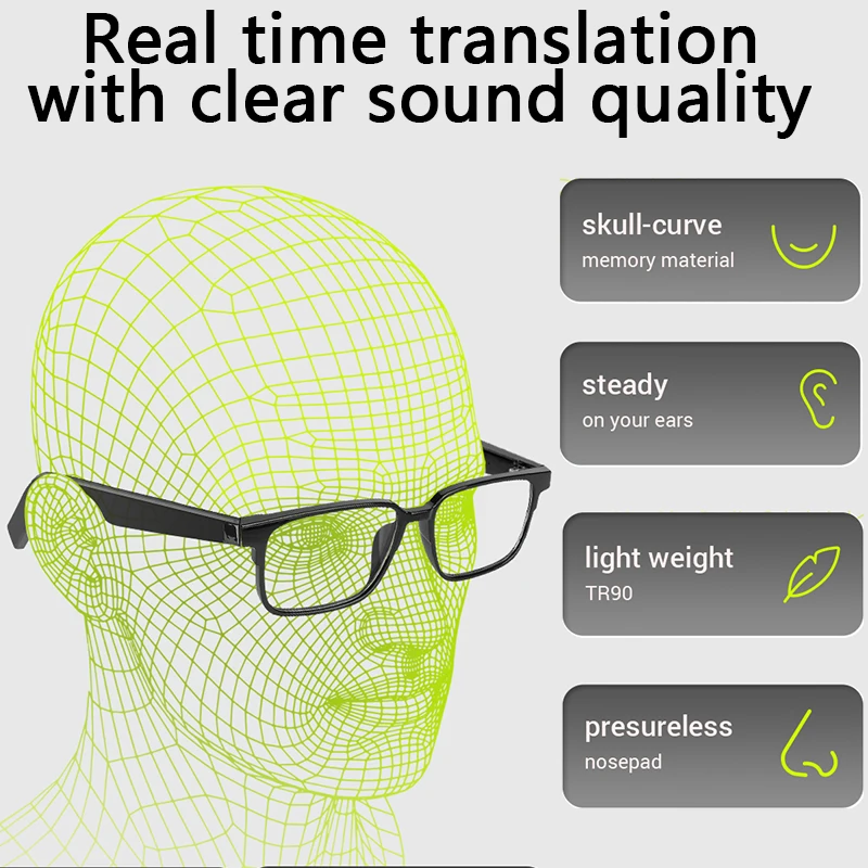 Intelligent translation glasses for overseas conferences text voice photography precise offline translation glasses factory