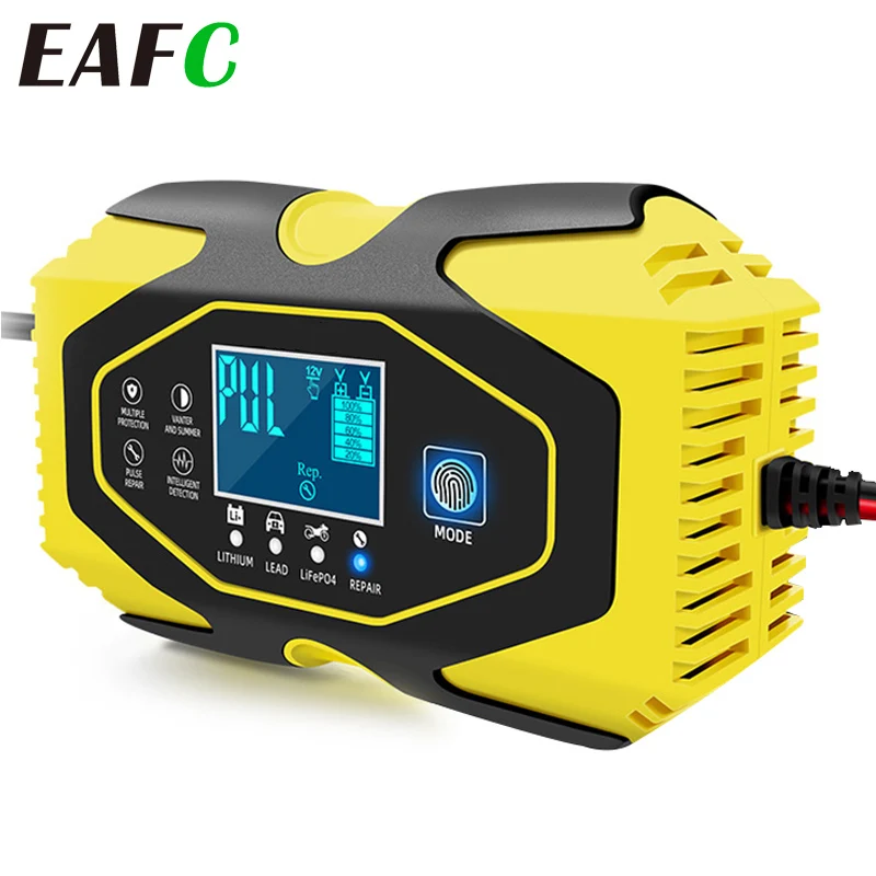 Full Automatic Car Battery Charger 12V 6A Pulse Repair LCD Display Smart Fast Charge AGM Deep cycle GEL Lead-Acid Charger