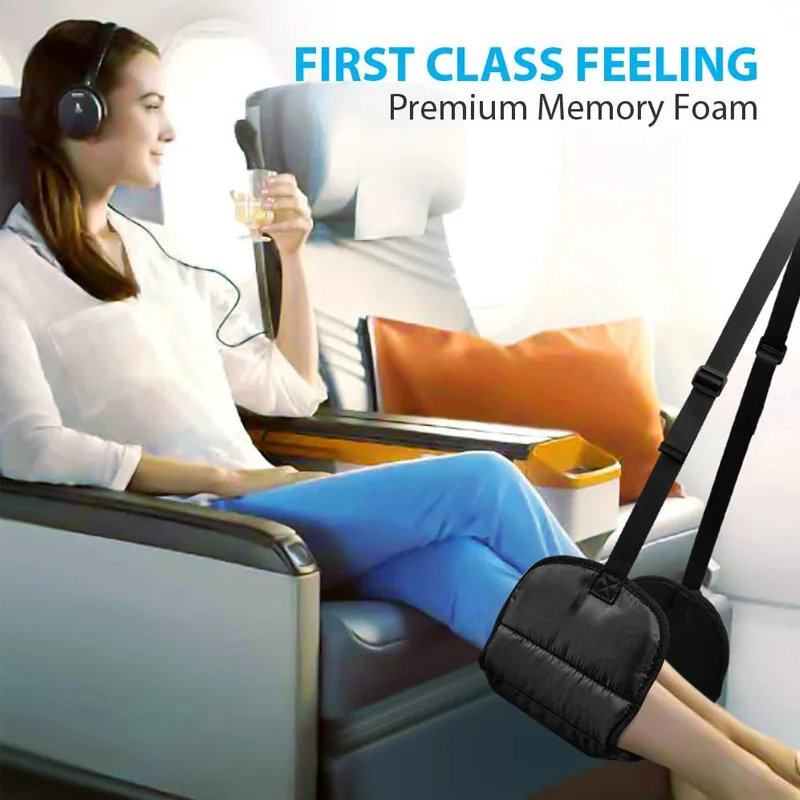 Leg Hammock Folding Foot Rest Pad Fortable Footrest Travel Airplane Adjustable Height Foot Sling Under Desk Portable