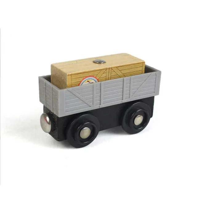 Magnetic Wooden Trolley and Vehicle Set for Kids – Educational Track Accessories and Toys