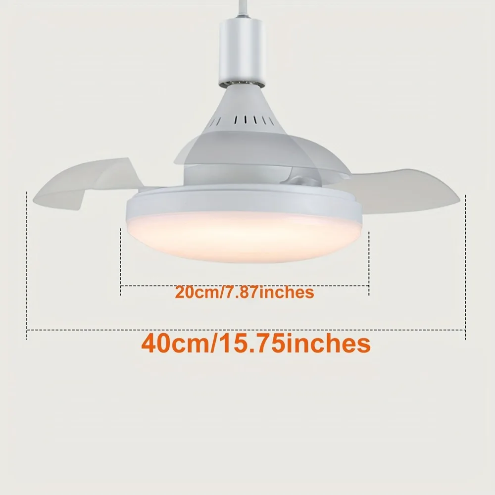 Simple Nordic Round Plastic Hanging Fan Lamp Invisible for Household Dining Room Ceiling Chandelier Dimming Remote Control