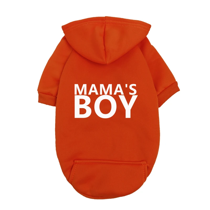 Sudadera con capucha de forro polar para perros pequeños mama's boy_voghion.com