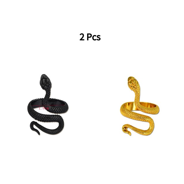 Punk Snake Ring for Men Women Exaggerated Antique Siver Color Fashion Personality Stereoscopic Opening Adjustable Rings