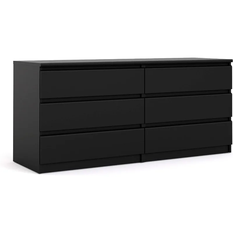6 Drawer Double Dresser, Black
