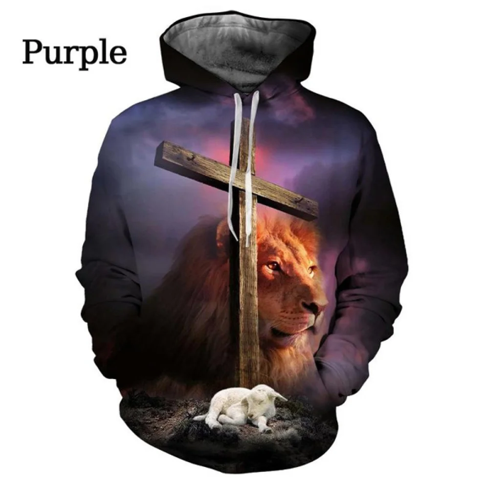 Fashion 3d Hoodie Christian Jesus Cross Pattern Sweatshirts Casual Long Sleeve Pullover Harajuku Streetwear Hoodies