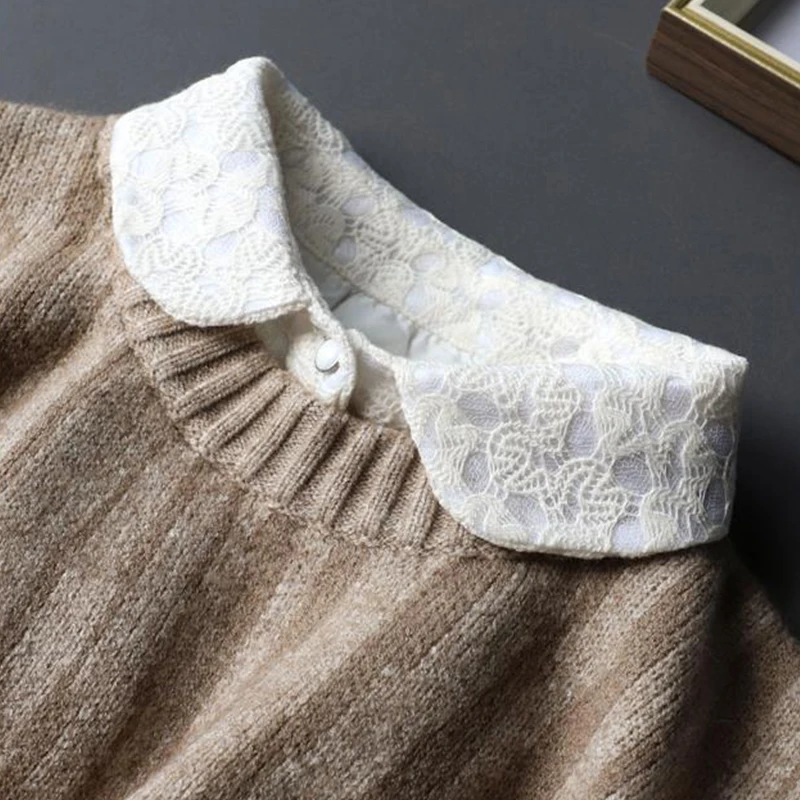 

Women Fake Collar for Sweater Embroidery Floral Shirt Removable Detachable Shirt Collar False Collar Lapel Blouse Fuax Cols