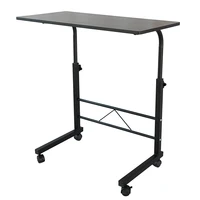 Black Pipe Rack Computer Desk, Side Table Mobile Standing, Adjustable Height & Movable, 60cm Particleboard with Triamine, Modern