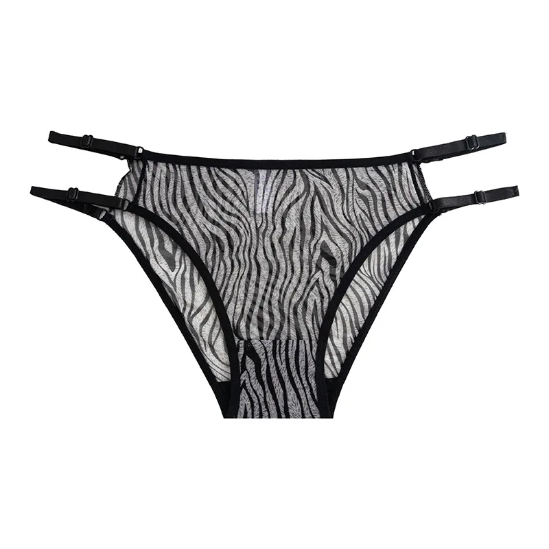 

Women's G-string sexy leopard print female underwear comfortable ice silk splicing lace breathable Lingerie Garter Set