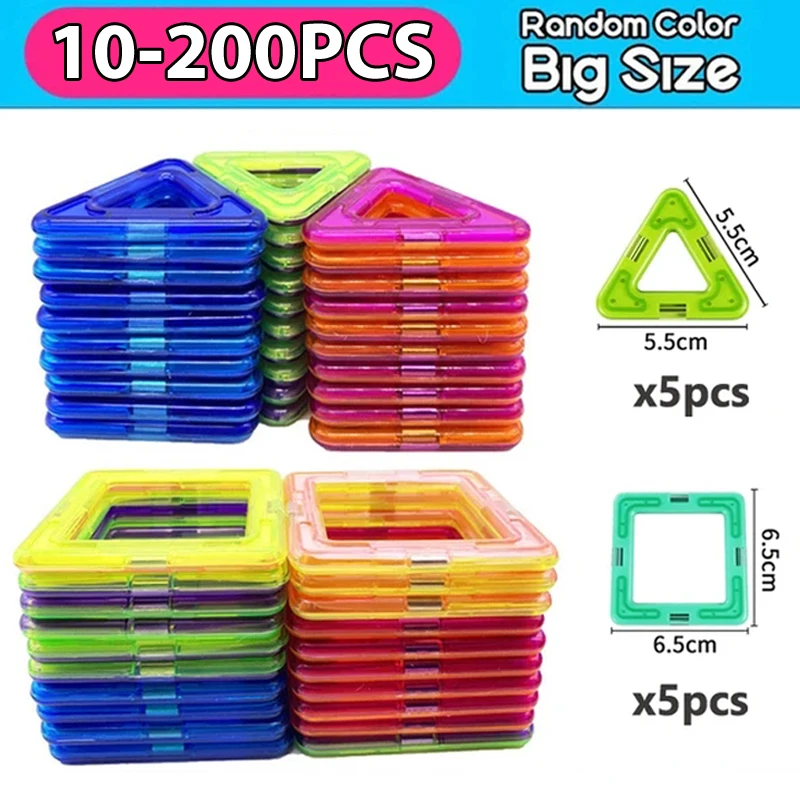 Magnetic Building Blocks Magnetic Assembly Toy 10-200pcs Big Size Magnetic Designer Construction Set Model & Building Toy Plastic Magnetic Blocks Educational Toys For Kids