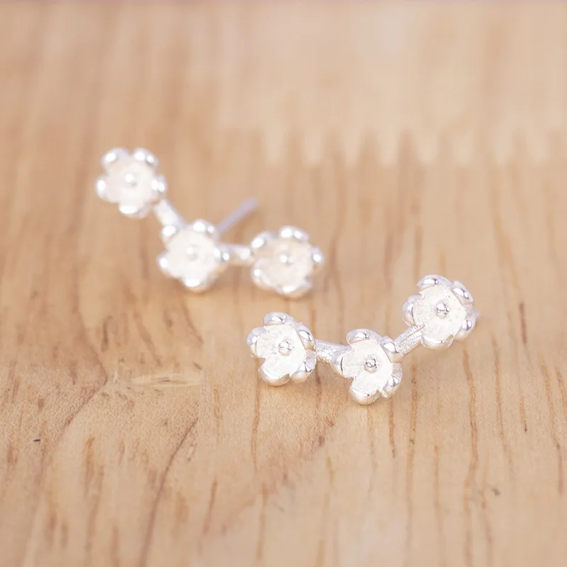 

Серьги-гвоздики в виде цветка с покрытием из серебра 925 пробы для женщин и девочек, украшения для детей, eh063