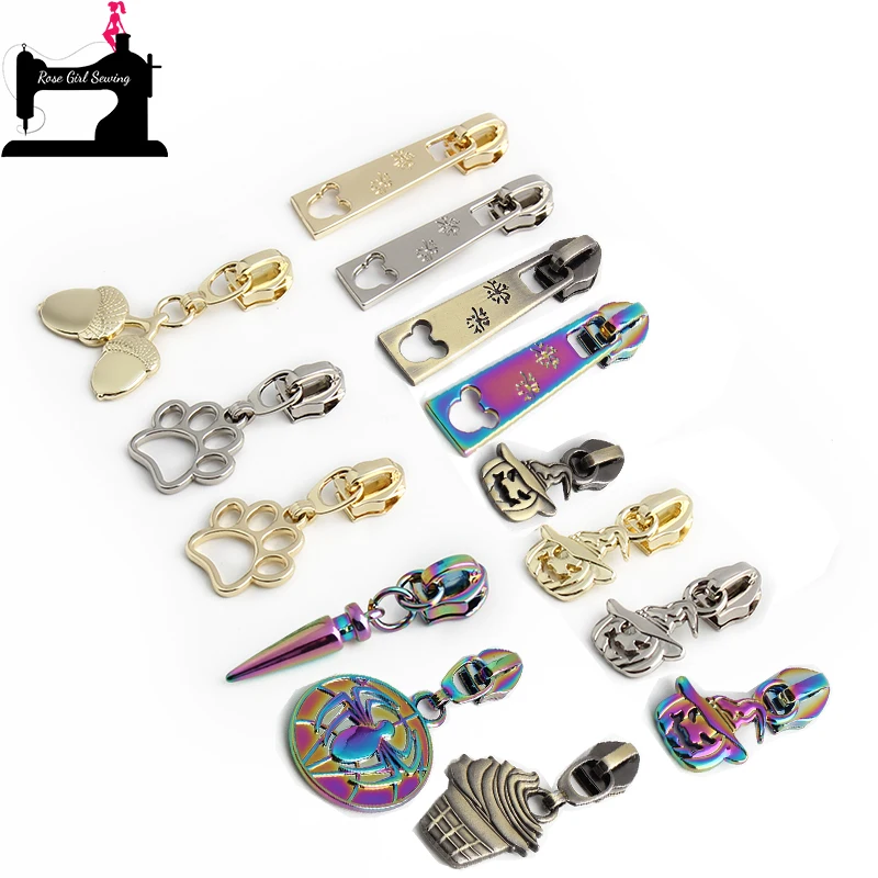 10/50/200PCS 5# Nylon GamePad Shape Metal Zip Head For