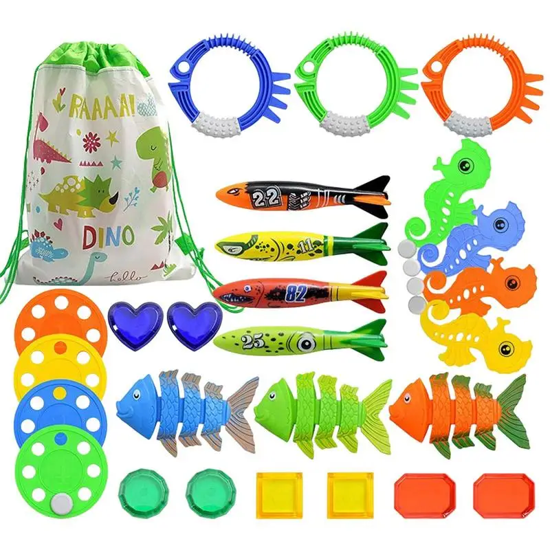 

Kids Pool Toys Summer Swim Water Fishtoys With Storage Bag Interactive Swimming Pool Toys Underwater Diving Training Toys Gift