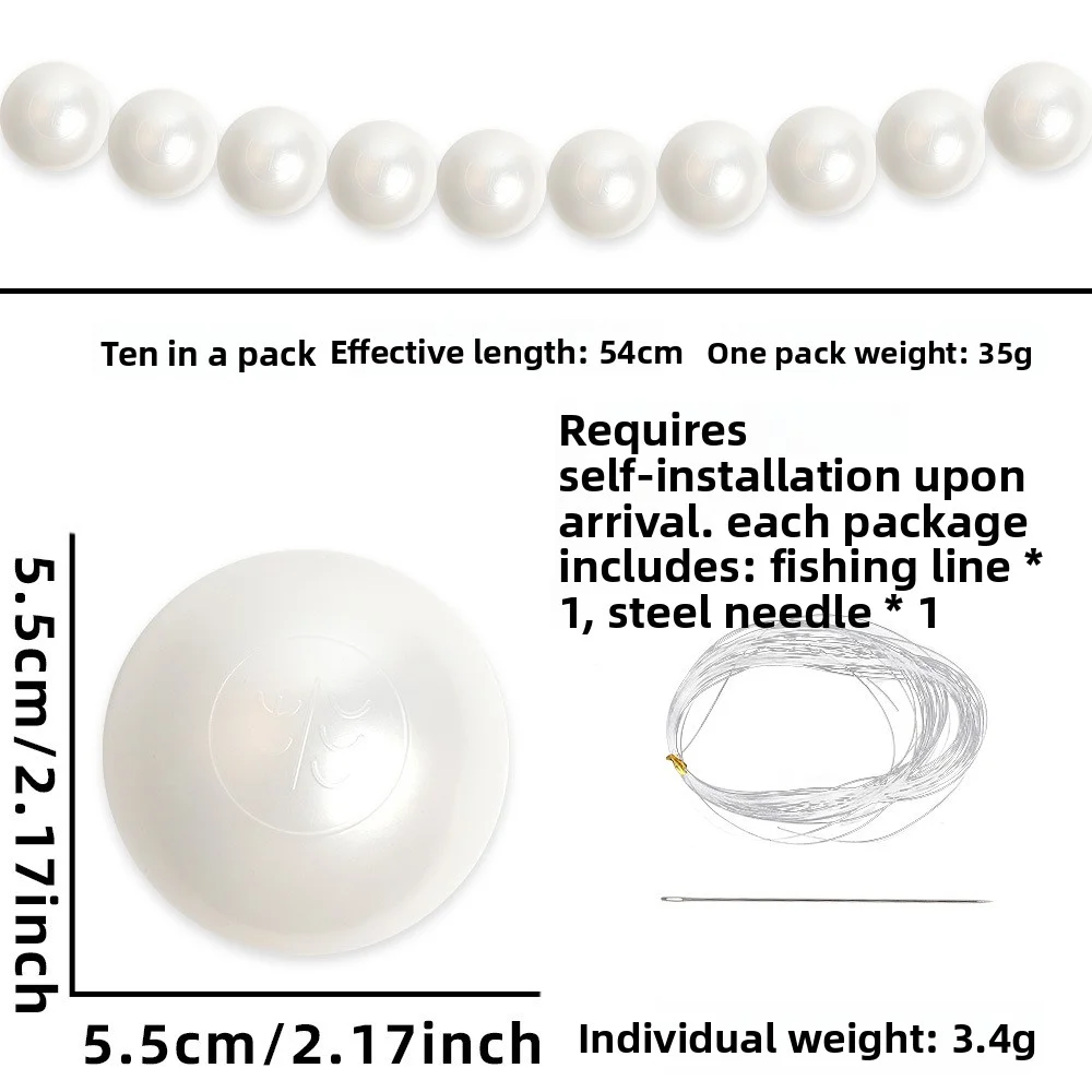 Elegant Wedding Backdrop Décor - Faux Large Pearl Beaded Garland with White Ball Pendants