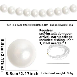 Elegant Wedding Backdrop Décor - Faux Large Pearl Beaded Garland with White Ball Pendants (5.5cm 20pcs)