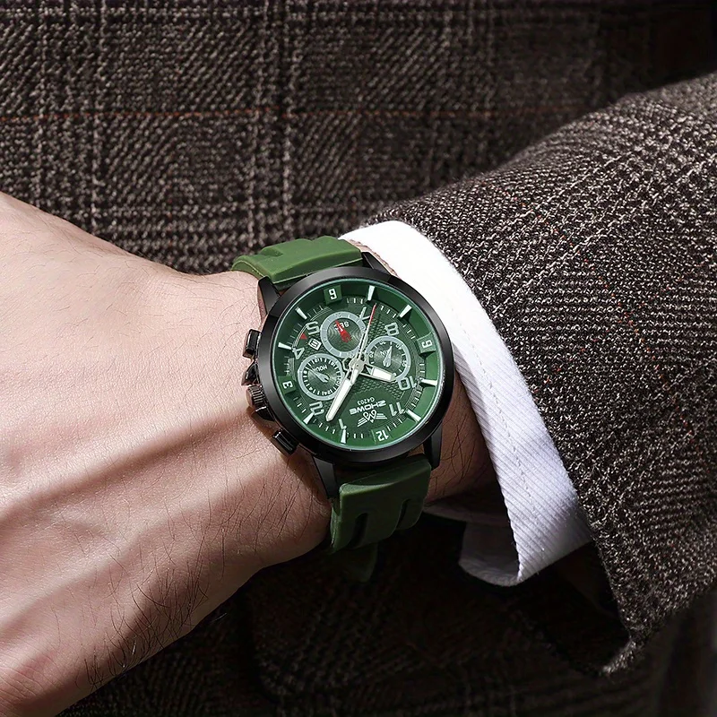 Fashion Men Wristwatch Luxury Original Man Watch Silicone Strap Sport Quartz Male Clock Gift