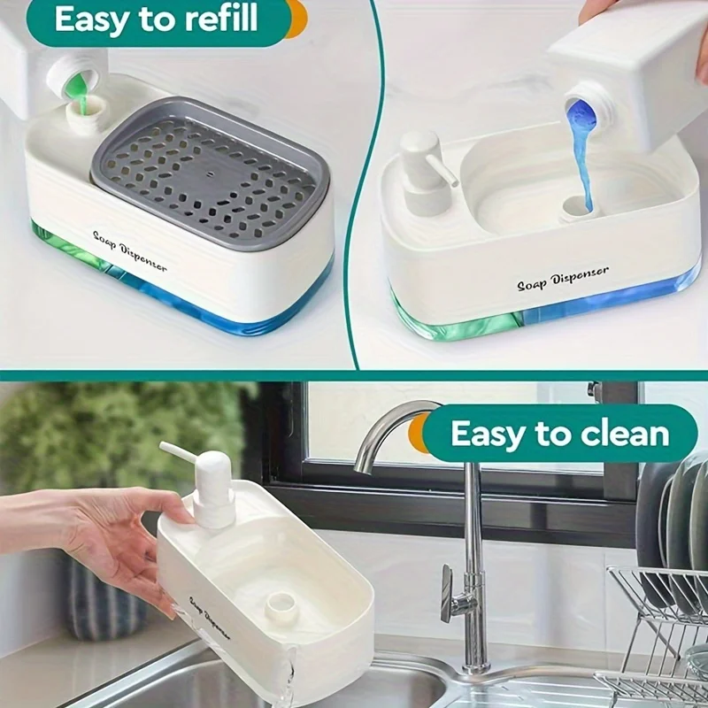 Hand and Dish Soap Dispenser Set Dual 3-in-1 Countertop Pump Kitchen Sink Sponge Holder soap dispenser foaming soap dispenser soap dispenser bottle