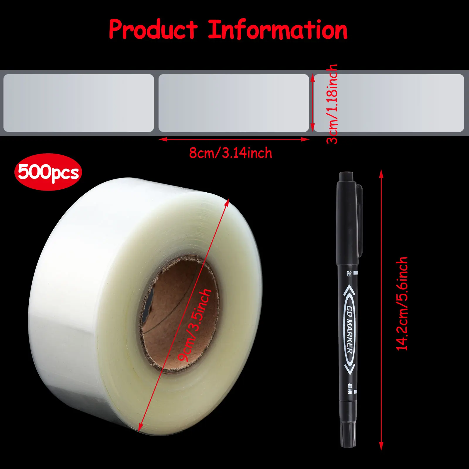 500 Pcs Label Protector Waterproof for Protecting Barcodes and 1PCS markers