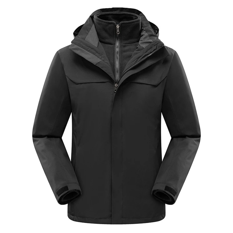 

New Men's Two Piece Set With Thread Seam Pressure Glue Rush Coat, Detachable Windproof And Waterproof Three In One Warm Mountain