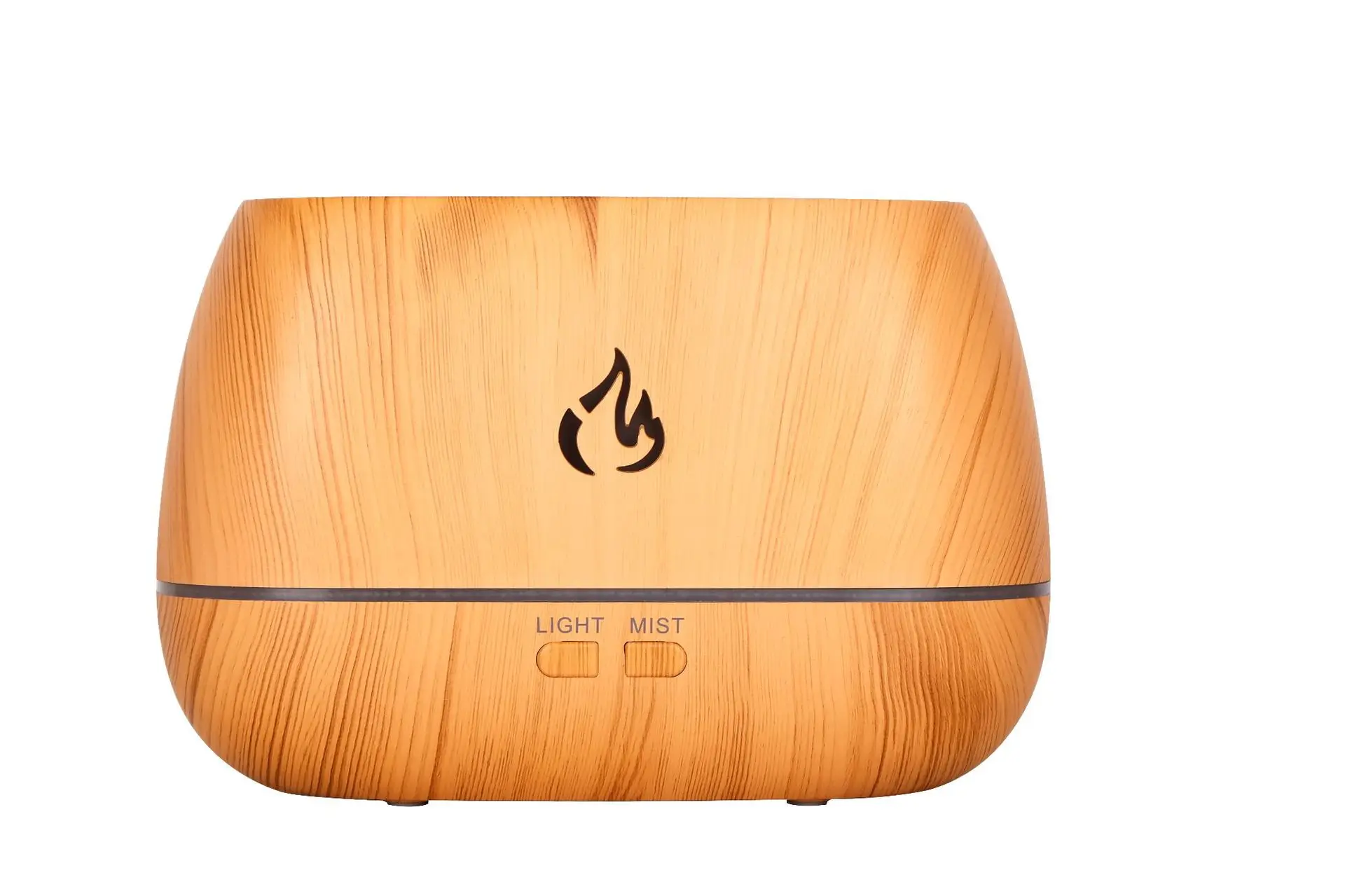 Humidificadores aromáticos de piedra de sal de cristal del Himalaya, difusor de aceite esencial de aromaterapia con llama 3D y luz nocturna, grano de madera
