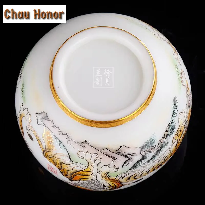 170ml High-end Mutton Fat Jade Ceramics Master Single Cup Handmade Home Kung Fu Tea Set Drinkware Chinese Year Of The Tiger Gift