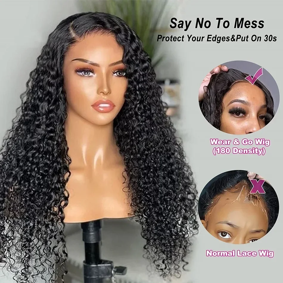 Glueless Wigs Ready To Wear 30 40 Inch Deep Wave 5x5 Lace Closure Wigs Human Hair For Women Culry Lace Front Wig
