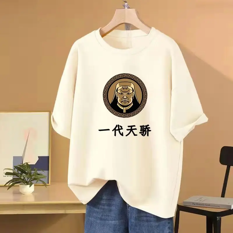

Lady Character Printed Basics M-6XL Pullover Summer Loose O-neck Pure Cotton Casual T-shirt Women Short Sleeve Simple Top Tees