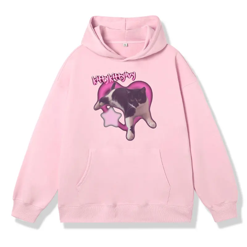 Cat Meme Funny Graphic Hoodies Men Women Fashion Casual Sweatshirt Male Winter Cartoon Long Sleeve Pullover Oversized Streetwear